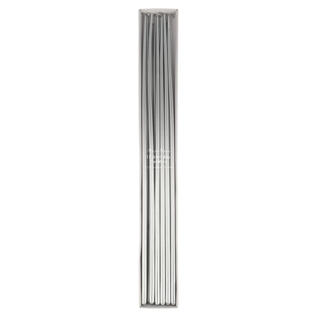 A pack of long, thin metallic silver rods or wires, neatly aligned inside a clear plastic sleeve, shown against a plain white background.