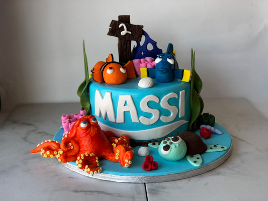 Custom cake decorated with a Finding Nemo theme