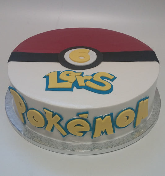 Pokemon-themed birthday cake with sculpted character fondant details