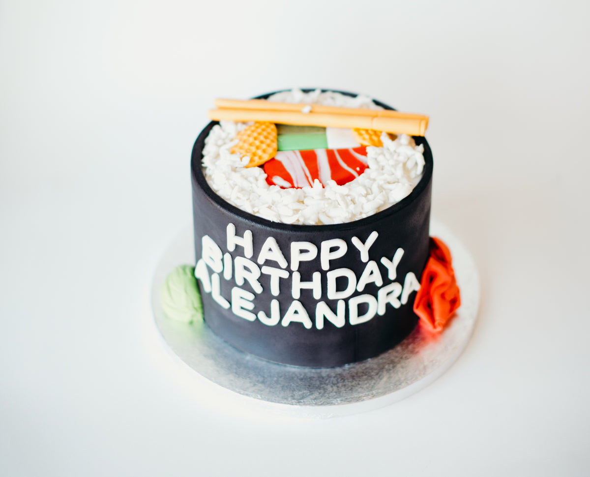Cake decorated to look like a sushi platter