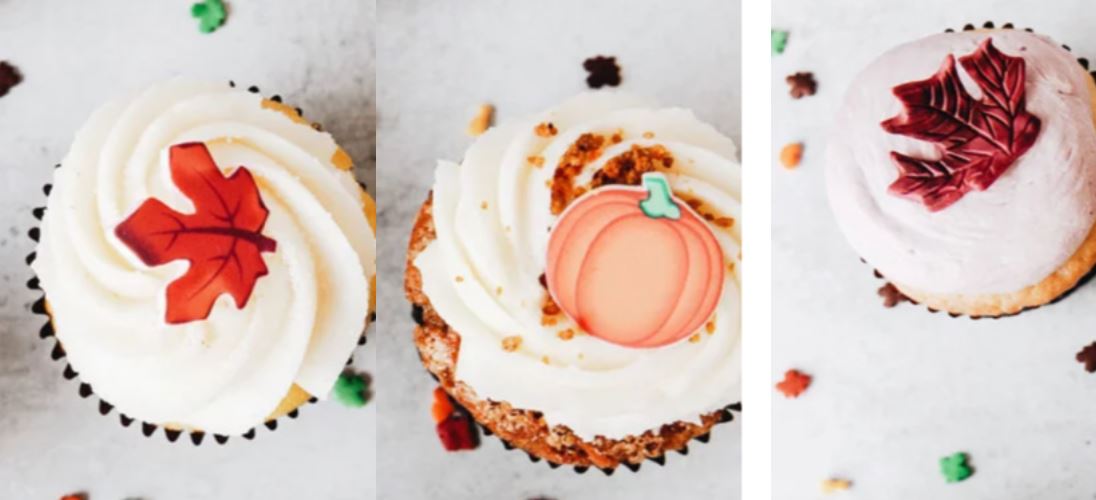 Dozen assorted fall-themed cupcakes